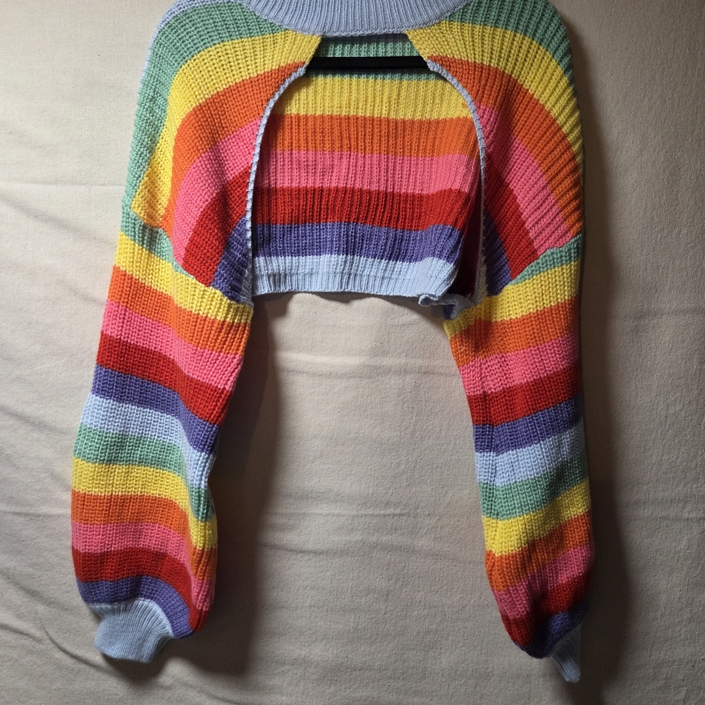 Colorful Striped Cropped Sweater